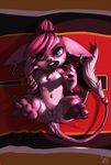  atryl big_eyes bird's-eye_view bracelet breasts chua claws collar ear_piercing eyebrow_piercing facial_piercing female fur hair_bun high-angle_shot hindpaw jewelry lying nipples on_back open_mouth paws piercing pink_fur purple_eyes pussy solo spread_legs spreading wildstar 