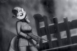  anthro anthrofied badge black_and_white breasts clothing devs-iratvs equine female friendship_is_magic german gloves grenade greyscale gun horn mammal monochrome mp_40 my_little_pony ranged_weapon rarity_(mlp) rubble snow solo standing unicorn uniform weapon 