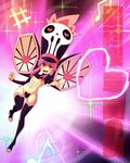  beamed_eighth_notes boots eighth_note hat highres jakuzure_nonon kill_la_kill musical_note open_mouth pink_eyes pink_hair purdoy25 sharp_sign short_hair smile solo 