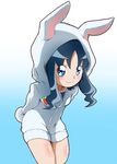  animal_ears bad_id bad_pixiv_id blue_background blue_eyes blue_hair blue_shirt blush eyelashes gradient gradient_background happy heartcatch_precure! highres hood hoodie kurumi_erika looking_at_viewer precure pullover shichuu_katsu shirt smile solo standing wavy_hair white_background 