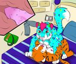  anthro_on_feral barbs bed bedroom bestiality colorful cub eyes_closed feline feral herm internal intersex interspecies leopard looking_at_viewer male maleherm mammal penetration penis pinned shijuzu snow_leopard splats_(character) thelittleshapeshifter thelittleshapeshifter_(artist) tiger vaginal vaginal_penetration young 