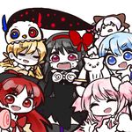  :3 :d akemi_homura akuma_homura bare_shoulders black_gloves black_hair black_legwear blonde_hair blue_eyes blue_hair bow charlotte_(madoka_magica) choker closed_eyes dress drill_hair elbow_gloves fc_(efushii) funny_glasses glasses gloves hair_bow hair_ornament hairpin hand_on_own_chin kaname_madoka kyubey long_hair mahou_shoujo_madoka_magica mahou_shoujo_madoka_magica_movie mami_mogu_mogu miki_sayaka momoe_nagisa multiple_girls open_mouth pink_hair ponytail purple_eyes red_eyes red_hair sakura_kyouko school_uniform short_hair simple_background smile spoilers tearing_up thighhighs tomoe_mami twin_drills twintails two_side_up ultimate_madoka waving white_background white_hair witch_(madoka_magica) zettai_ryouiki 