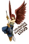  1boy aegyl final_fantasy final_fantasy_xii final_fantasy_xii_revenant_wings flying gloves jewelry llyud male male_focus monster_boy polearm red_eyes red_hair spear weapon wings 