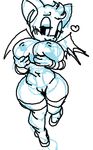  bat bellend big_breasts breasts female mammal monochrome pussy rouge_the_bat sega solo sonic_(series) thick_thighs wide_hips 