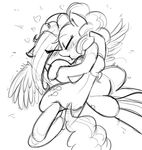  &lt;3 black_and_white blush cute cutie_mark duo earth_pony equine eyes_closed female feral fluttershy_(mlp) friendship_is_magic horse hug kissing lesbian mammal mickeymonster monochrome my_little_pony pegasus pinkie_pie_(mlp) pony wings 