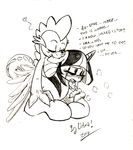  &lt;3 black_and_white blush bylisboa dialog dragon duo english_text equine eyes_closed fangs female feral friendship_is_magic hair horn horse male mammal monochrome my_little_pony open_mouth pony spike_(mlp) tears text twilight_sparkle_(mlp) winged_unicorn wings 