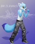  anthro belt blue_fur canine clothed clothing cute fur jamesfoxbr male mammal martial_arts pants plain_background pose solo standing wolf 