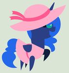  blue_fur blue_hair dress equine evilfrenzy female feral friendship_is_magic fur hair hat horn horse mammal my_little_pony open_mouth plain_background pony princess_luna_(mlp) solo teal_eyes winged_unicorn wings 