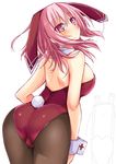  animal_ears ass blush breasts bunny_ears bunny_tail bunnysuit detached_collar fishnet_pantyhose fishnets heterochromia large_breasts mirei-san_(suterii) original pantyhose pink_eyes pink_hair short_hair simple_background sketch solo suterii tail white_background wrist_cuffs 