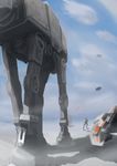  at-at at-st battle cloud commentary_request day flying galactic_empire hoth laser_beam mecha no_humans realistic rebel_alliance science_fiction snow snowspeeder space_craft star_wars starfighter uru_(uru0000) walker 