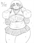  1girl breasts cheerleader huge_breasts obese pom_poms shimejix 