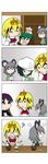 4koma 6+girls ? ^_^ absurdres anchor_symbol animal_ears blonde_hair book bowl carrying chibi chopsticks closed_eyes comic crying crying_with_eyes_open dress food gradient gradient_background gradient_hair green_hair grey_hair hair_ornament hand_on_own_face hat highres hijiri_byakuren jealous jewelry kasodani_kyouko lily_white long_hair mouse_ears mouse_tail multicolored_hair multiple_girls murasa_minamitsu nazrin o_o object_on_head open_mouth pendant petting plate rakugaki-biyori reading rice rice_bowl sailor_dress sailor_hat scroll short_hair silent_comic simple_background size_difference smile solid_oval_eyes tail takuan tears toramaru_shou touhou two-tone_hair 
