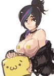  :3 black_hair breasts censored choker disembodied_head humanization large_breasts lego lego_brick lego_minifig multicolored_hair nipples novelty_censor open_clothes panties panties_(pantsu-pirate) revision shoboon short_hair solo the_lego_group the_lego_movie topknot underwear wyldstyle 