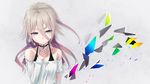  blue_eyes bute_(butegram) casual choker hair_between_eyes ia_(vocaloid) long_hair looking_at_viewer multicolored multicolored_eyes purple_eyes ribbon-trimmed_sleeves ribbon_trim silver_hair solo vocaloid 