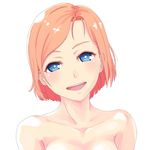  blue_eyes blush hi_iro looking_at_viewer open_mouth original short_hair simple_background smile solo upper_body white_background 