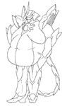  ambiguous_gender armor black_and_white digimon ghirarga line_art monochrome overweight 