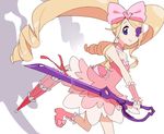  bad_id bad_pixiv_id blonde_hair blue_eyes boots bow choker closed_umbrella dress drill_hair earrings eyepatch hair_bow harime_nui jewelry kill_la_kill long_hair pink_bow pink_footwear red_(girllove) scissor_blade smile solo twin_drills twintails umbrella weapon wrist_cuffs 