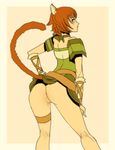  1girl animal_ears anus ass bottomless cat_ears cat_girl cat_tail catgirl female fire_emblem fire_emblem:_souen_no_kiseki fire_emblem:path_of_radiance genzoman lethe looking_back looking_over_shoulder nintendo no_panties orange_hair purple_eyes short_hair solo tail 