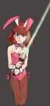  animal_ears blue_eyes bow bowtie brown_hair bunny_ears bunnysuit daicon daicon_bunny_girl daicon_iv energy_sword fake_animal_ears lightsaber star_wars sword weapon wrist_cuffs 