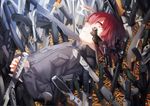  all_male knife male original red_eyes red_hair rff_(3_percent) short_hair weapon 