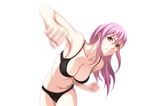  action black_bra black_panties bra frown honoka_en honoka_sisters leaf98k long_hair looking_at_viewer motion_blur panties pink_hair punching red_eyes sidonia_no_kishi simple_background solo underwear underwear_only white_background 