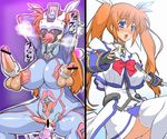  ahegao before_and_after blindfold blue_eyes bodysuit breasts brown_hair clitoris dick_nipples headgear huge_clitoris long_hair lyrical_nanoha machine mahou_shoujo_lyrical_nanoha_strikers oral takamachi_nanoha to-gnaniwa translation_request what 