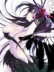  akemi_homura akuma_homura alternate_breast_size black_gloves black_hair bow breast_hold breasts gloves hair_bow large_breasts long_hair mahou_shoujo_madoka_magica mahou_shoujo_madoka_magica_movie purple_eyes smile solo spoilers tama_two_(fukuya) wings 