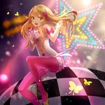  blonde_hair bug butterfly green_eyes hair_ornament hoshii_miki idolmaster idolmaster_(classic) insect long_hair princess_melody_(idolmaster) raperu_(match_box) smile solo 