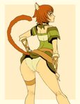  animal_ears arched_back ass cat_ears cat_tail contrapposto fire_emblem fire_emblem:_souen_no_kiseki flat_color from_behind genzoman hand_on_hip kneepits lethe looking_back orange_hair panties pantyshot pantyshot_(standing) purple_eyes short_hair shoulder_armor solo spaulders standing tail underwear white_panties 