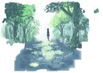  2014 chen dated forest kabu_(yuyuibob) multiple_tails nature number scenery short_hair silhouette solo standing tail touhou tree two_tails wide_shot 