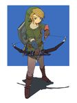  blonde_hair blue_eyes bow_(weapon) gloves hat link male_focus nikayu pointy_ears shield solo the_legend_of_zelda the_legend_of_zelda:_twilight_princess weapon 
