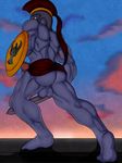  abs anthro anus armor backsack balls barefoot biceps big_muscles big_penis blackbear blue_body blue_skin butt butt_cheeks circumcised circumcision_scar clothed clothing cloud costume erection exposed_butt feral gay glans greek half-dressed helmet holding hoplite humanoid_penis loincloth machoke male mini-skirt mini_skirt muscles nightassassin nintendo nude outside pecs penis plantigrade pok&#233;mon pok&eacute;mon ponytail pose presenting presenting_hindquarters purple_skin red_eyes semi_naked shield skirt sky soldier soles solo spread_legs spreading standing sunset sword toes toned topless upskirt video_games warrior weapon 