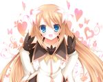  1girl bare_shoulders blue_eyes brown_hair butterfly detached_sleeves fang flower hair_flower hair_flowers hair_ornament heart hearts long_hair marta_lualdi namco tales_of_(series) tales_of_symphonia tales_of_symphonia_knight_of_ratatosk 