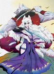  animal_ears back-to-back commentary_request cover_image eyepatch gachirin_ni_kiri_saku gloves japanese_clothes katana official_art osekami-hime oxoxox shippei sword tail weapon werewolf wolf_ears wolf_girl 