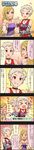  4koma black_eyes blonde_hair character_name cinderella_girls_gekijou colorized comic fujimoto_rina highres idolmaster idolmaster_cinderella_girls jewelry long_hair long_image multiple_girls official_art pixie_cut red_eyes senzaki_ema short_hair tall_image translated very_short_hair 