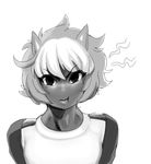  ambiguous_gender angry black_eyes frown greyscale looking_at_viewer modeseven monochrome original_character plain_background solo white_background white_sclera 