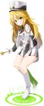  :q absurdres aiguillette blonde_hair boots dated green_eyes happy_birthday hat highres hoshii_miki idolmaster idolmaster_(classic) kurokin long_hair marching_band marching_band_baton skirt solo tongue tongue_out uniform white_legwear 