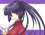  alternate_hairstyle blush gloves gym_leader hizuki_akira long_hair natsume_(pokemon) pokemon pokemon_(game) pokemon_rgby purple_hair red_eyes simple_background solo white_background 