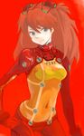  bad_id bad_pixiv_id blue_eyes bodysuit hand_on_hip highres long_hair mo-mo-ride multicolored multicolored_bodysuit multicolored_clothes navel neon_genesis_evangelion orange_bodysuit plugsuit rebuild_of_evangelion red red_bodysuit red_hair shikinami_asuka_langley solo souryuu_asuka_langley test_plugsuit twintails 