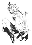  full_body greyscale konpaku_youmu monochrome perspective solo sousou_(sousouworks) sword touhou weapon 