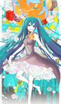  aqua_eyes aqua_hair bad_id bad_pixiv_id barefoot dress hatsune_miku hgr_(higure) long_hair necktie smile solo twintails vocaloid 