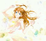  armpits blue_eyes brown_hair dress frills hair_ornament long_hair neon_genesis_evangelion niko_(silent.whitesnow) open_mouth solo souryuu_asuka_langley yellow_dress 