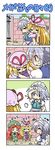  3girls 4koma :3 =_= carrying closed_eyes colonel_aki comic crossed_arms hong_meiling izayoi_sakuya maid_headdress multiple_girls piggyback silent_comic sleeping smile stool touhou translated wiping_forehead yakumo_yukari zzz 