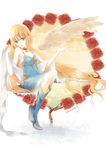  aphrodite bad_id bad_pixiv_id blonde_hair blue_eyes flower greek_mythology long_hair shawl solo tamarashi very_long_hair wings 