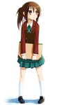  book brown_hair ga_geijutsuka_art_design_class glasses plaid plaid_skirt ponytail ribbon school_uniform shiden_(t41xz) sketchbook skirt solo yamaguchi_kisaragi 