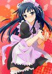  akiyama_mio alternate_costume black_hair blush enmaided garters heart heart_hands k-on! long_hair maid maid_headdress moe_moe_kyun! shige solo thighhighs zettai_ryouiki 