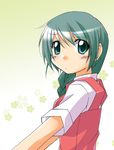  blush braid green_hair hidamari_sketch natsume_(hidamari_sketch) satakeyura school_uniform solo 