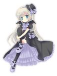  ankle_bow ankle_ribbon bad_id bad_pixiv_id bat bat_wings blue_eyes bow eyebrows_visible_through_hair garter_belt gothic_lolita hat hoshimame_mana leg_garter lingerie little_busters! lolita_fashion long_hair mary_janes mini_hat mini_top_hat noumi_kudryavka petticoat ribbon shoes silver_hair solo thighhighs top_hat underwear wings 