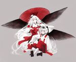  bad_id bad_pixiv_id geta hat japanese_clothes long_hair miyabi_akino oriental_umbrella original parasol red_eyes sitting solo tengu tengu-geta tokin_hat umbrella very_long_hair white_hair wings 