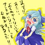  blue_eyes blue_hair blush bow cirno clueless crying crying_with_eyes_open daitai_konna_kanji face hair_bow short_hair solo tears touhou translated wings 